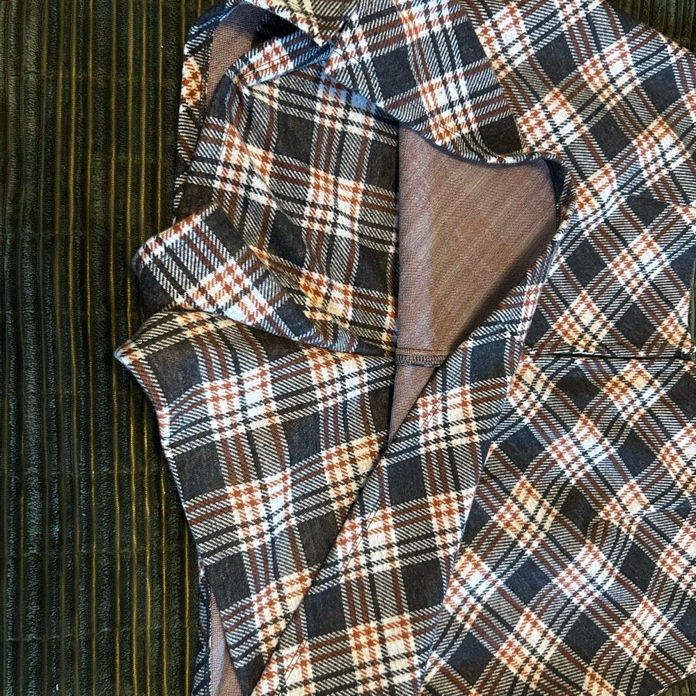ARULA Checkered Mini Skort in Dark Brown, White, and Orange - Picture 5 of 6